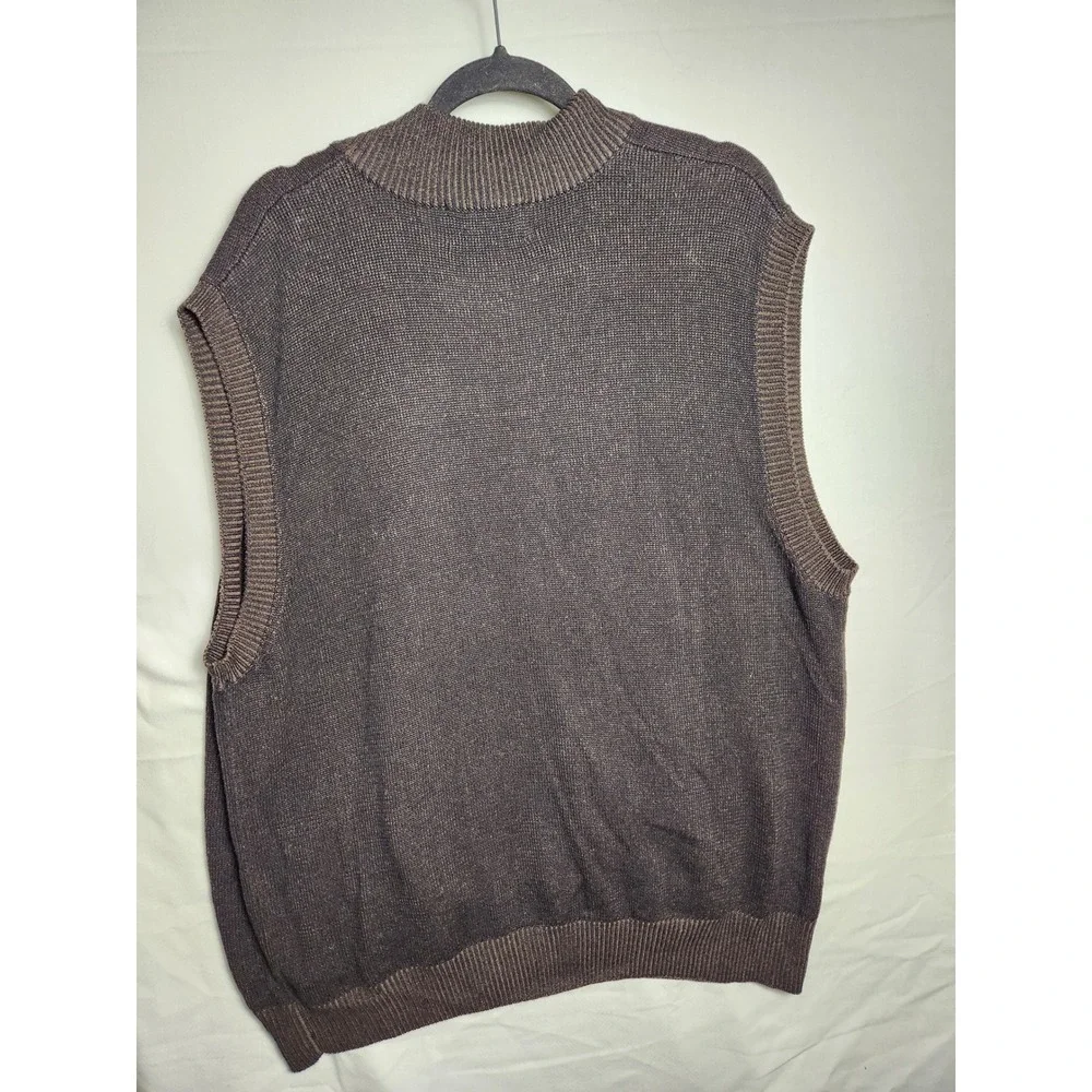 RedHead Mens XL Brown Full Zip‎ Mock Neck Cotton Blend Knit Sweater Vest